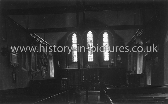 Interior, St Mary's Church, The Street, High Ongar, Essex. c.1910.